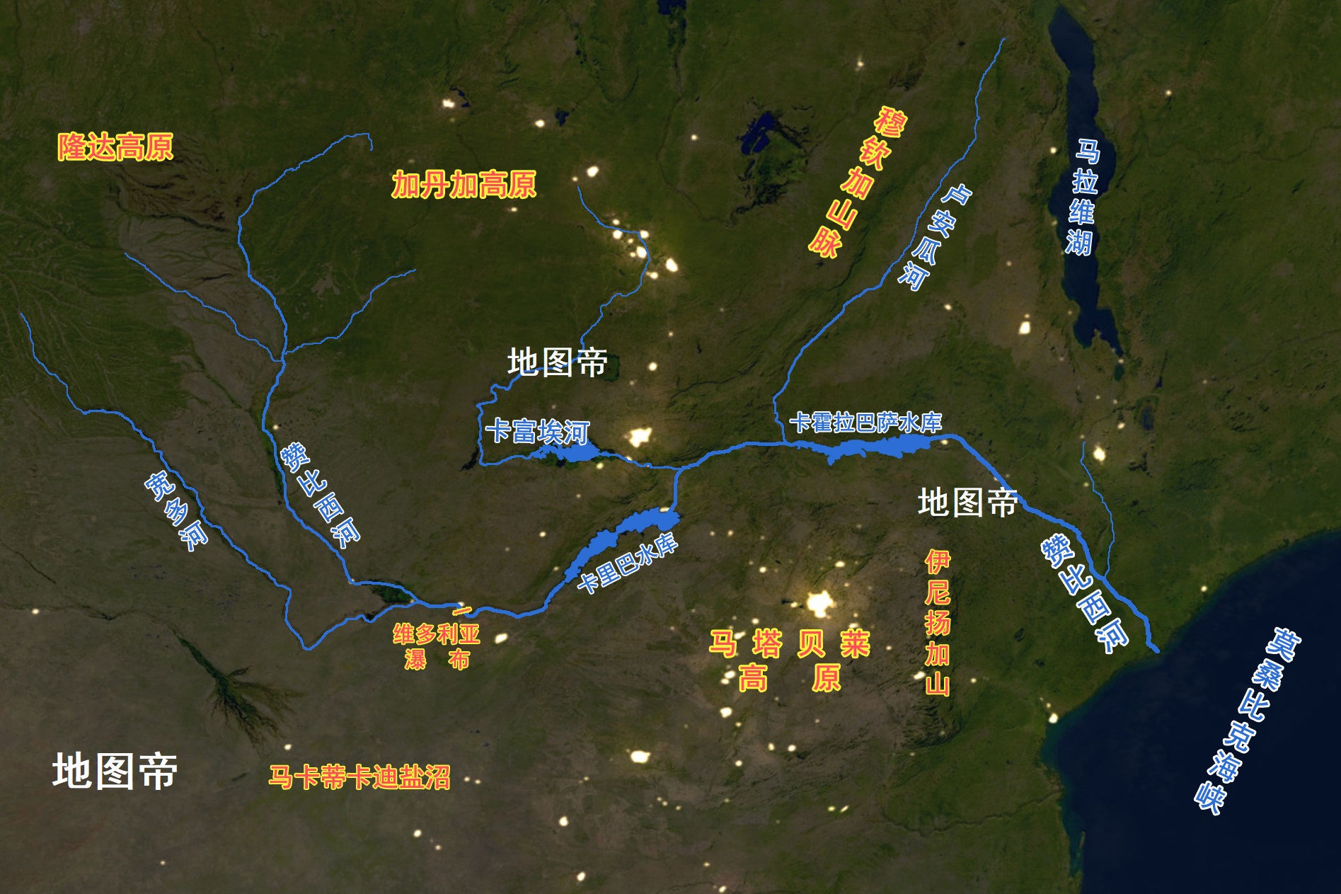赞比西河地图图片