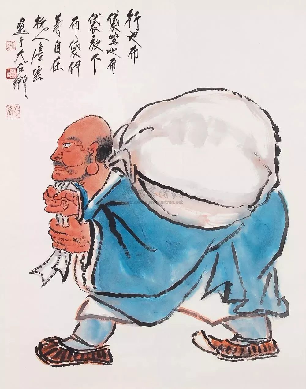 大师笔下的"布袋和尚",大肚能容天下事!_梁楷