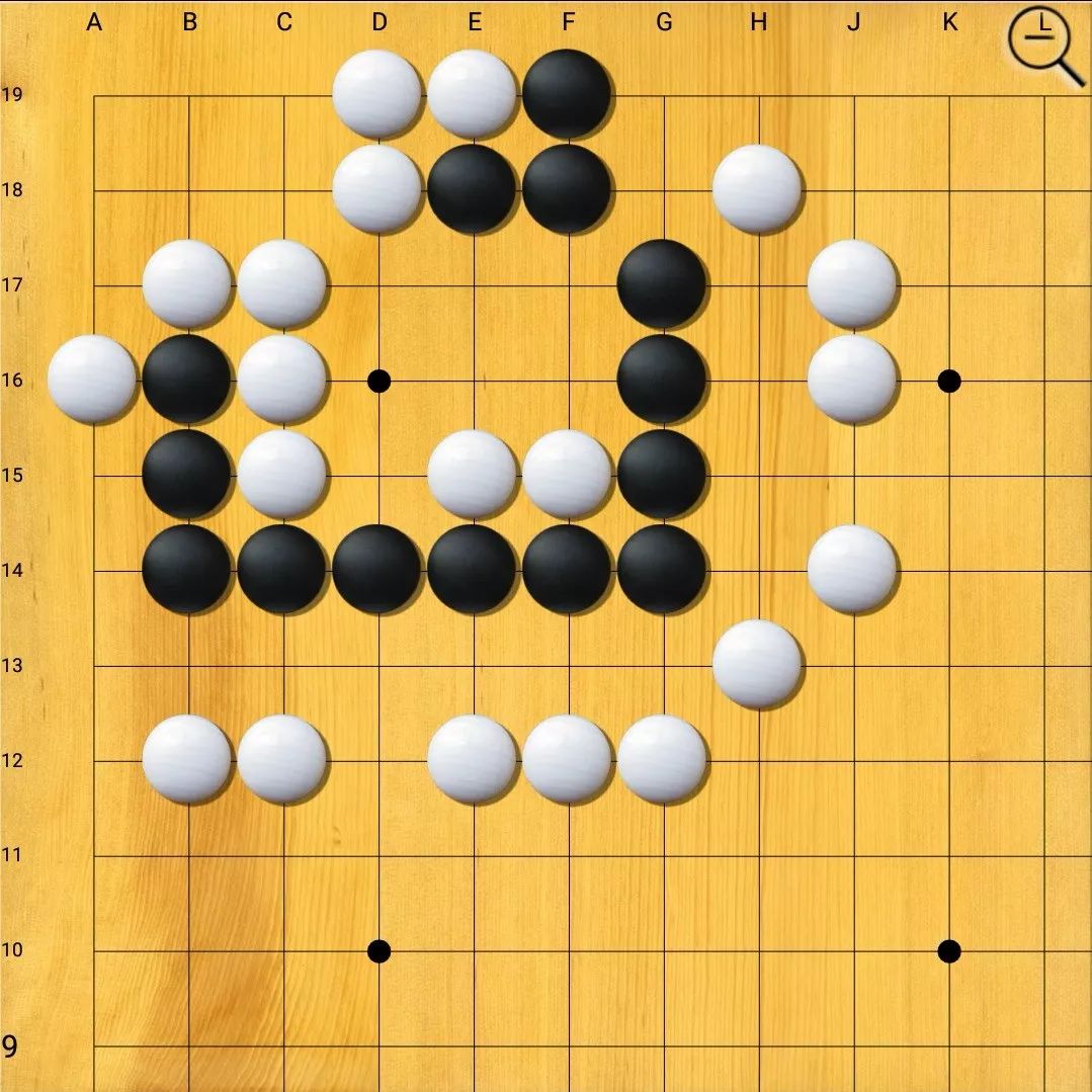 > 004黑1若先走5位冲-白3位虎挡,黑2位弯刺-白不理而走4位跳方活棋