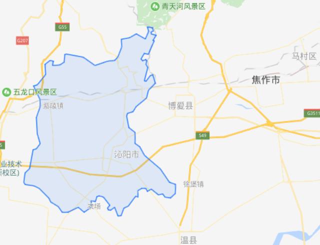 沁阳乡镇行政地图图片