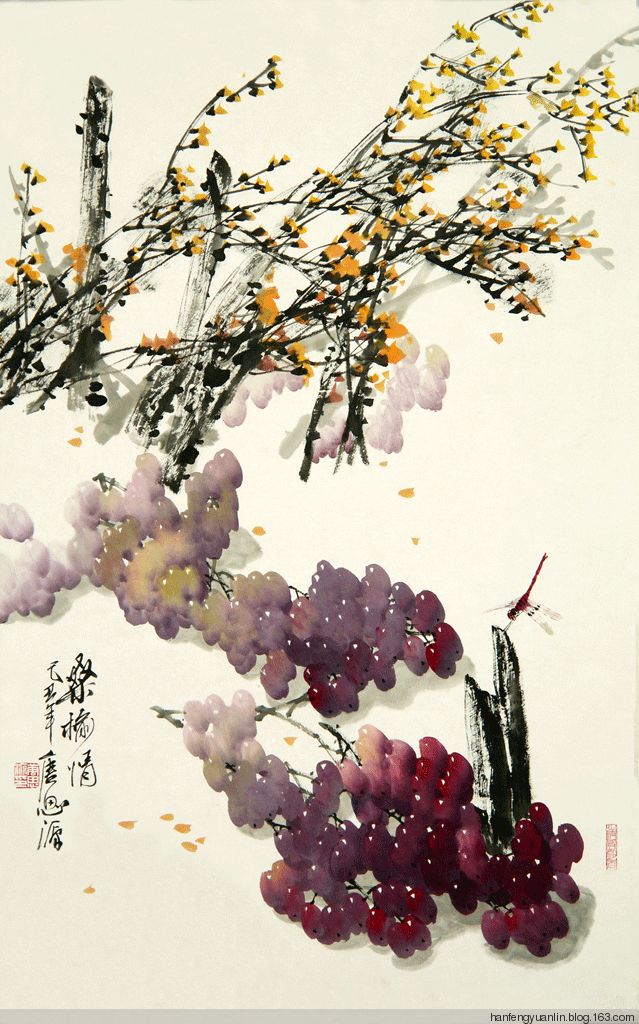 唐思源笔下的葡萄一