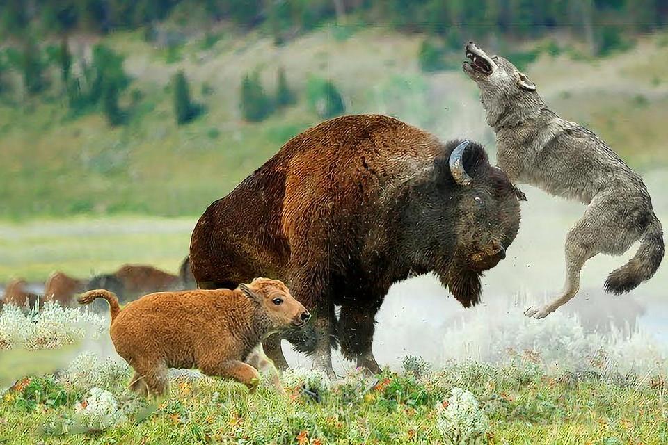 凶悍野狼猎杀小麝牛麝牛母子坚决反抗不屈服最后化险为夷