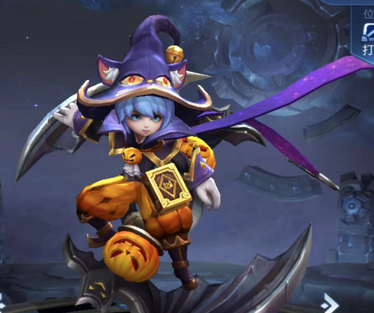 李元芳黑猫爱糖果,小编第一个入手的6元皮肤就是这一款,紫色元素的