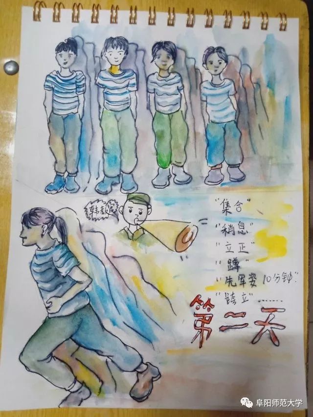 我校19级美术学院萌新军训手绘日记请惠存