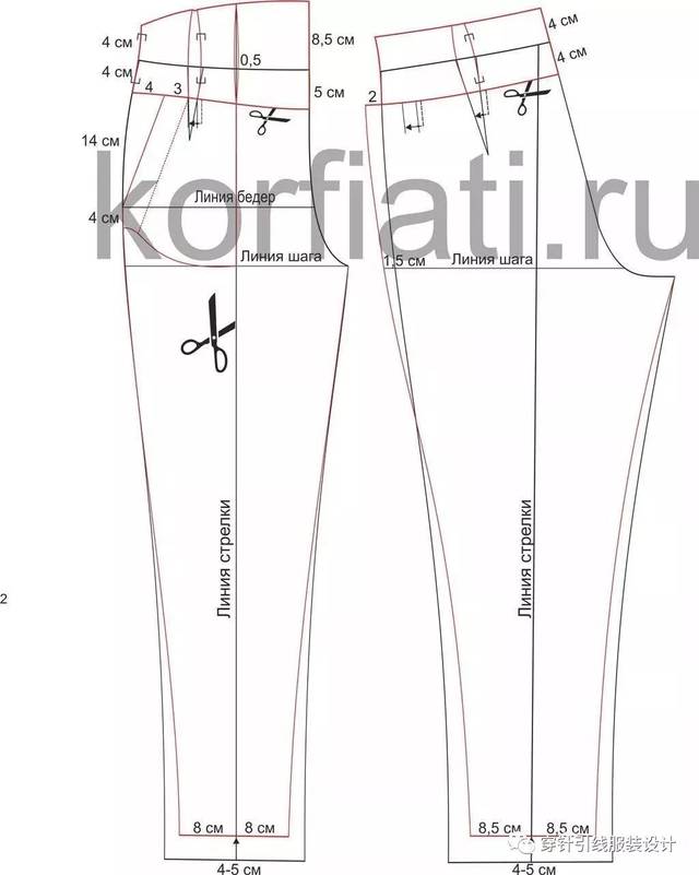 服装制作束腰型锥形裤的纸样参考