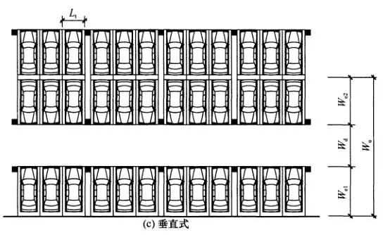 平行式停车位布置:停车方式可采用平行式,斜列式(倾角30°,45°,60°)
