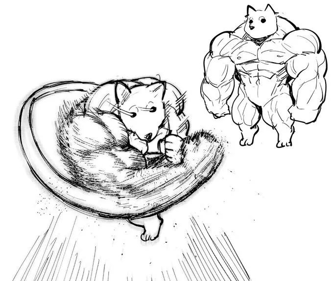 根据手臂肌肉量重现真实肌肉柴犬的体型 你们真是够了