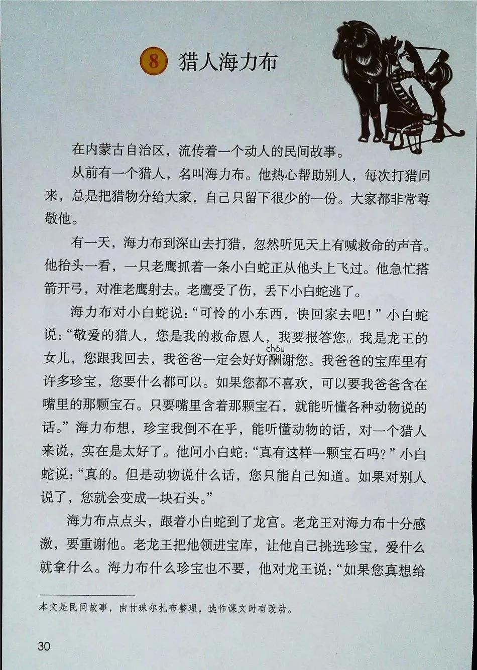 猎人海力布电子课本图片