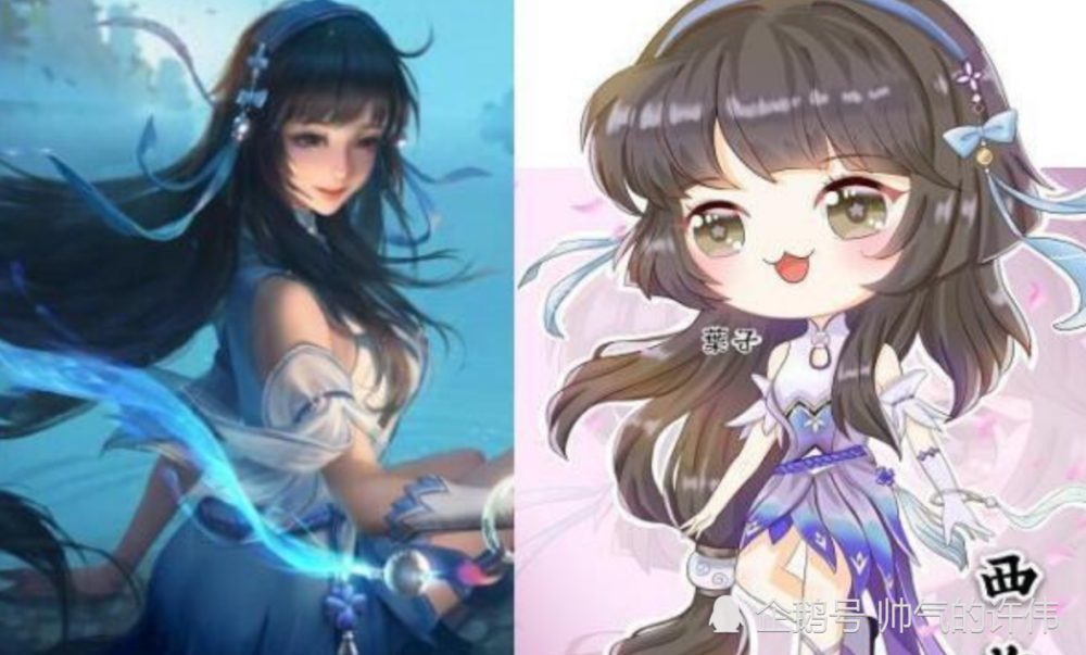 王者荣耀某玩家手绘四大美女可爱的西施杨玉环手持琵琶琴