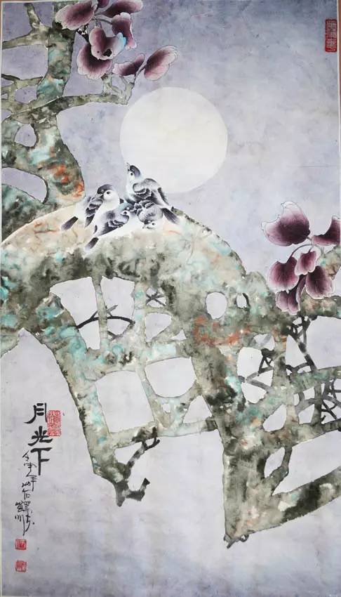 国画月光下的花鸟兽难以言喻的美