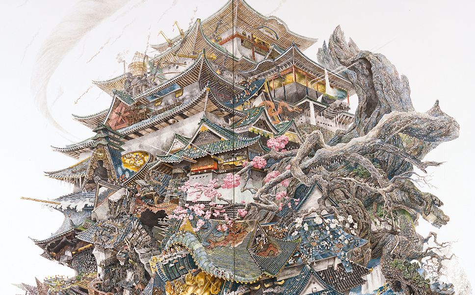 这个日本变态大神画出了史上最牛钢笔画每天几万笔连画一千多天细节