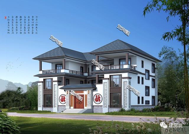 建房说二层中式风格农村别墅图纸占地300平