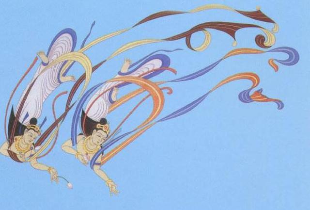 敦煌壁画飞天仙女图片_隋代