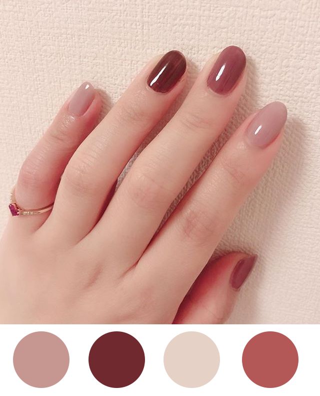 一起来看看今天的秋季美甲配色吧~厚重而温暖的颜色~大地色,南瓜色,姜
