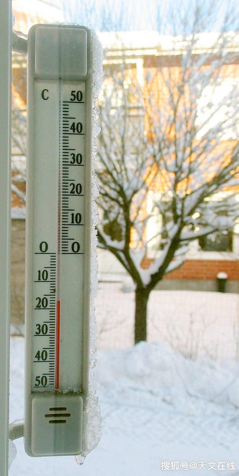 图解: 一个常见的摄氏度温度计,显示冬季白天温度为