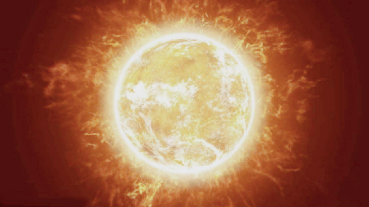 渐渐降低能量(频率),最终在光球层以黑体辐射形式向宇宙空间辐射能量