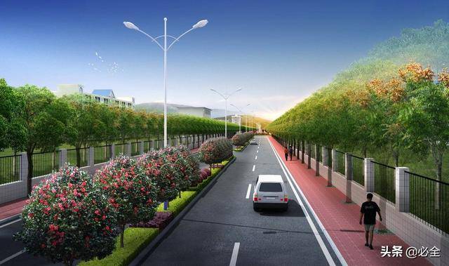 城市道路绿化中行道树种植设计形式_人行道