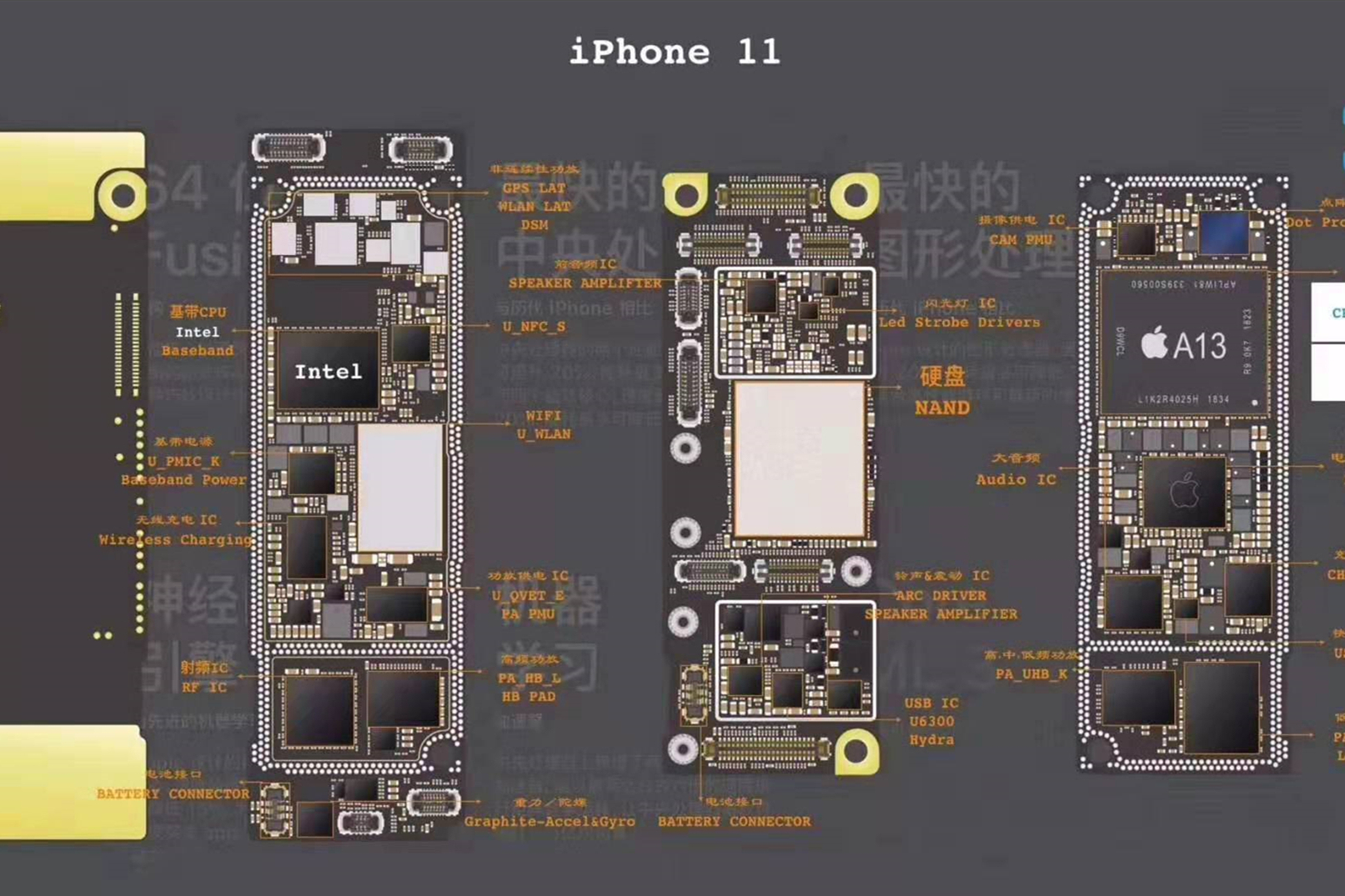 苹果11内部结构图 真实图片