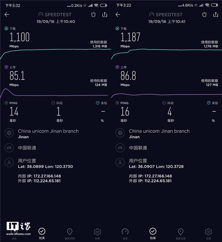 5g手机对5g进行体验,小米mix3 5g手机在speedtest跑分中,下行速度最高