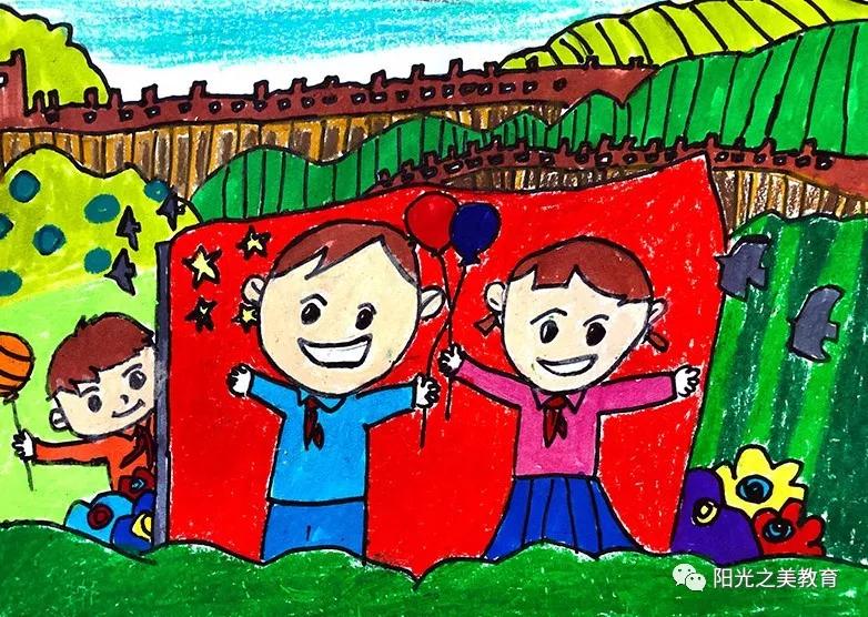 儿童红色绘画作品简单图片