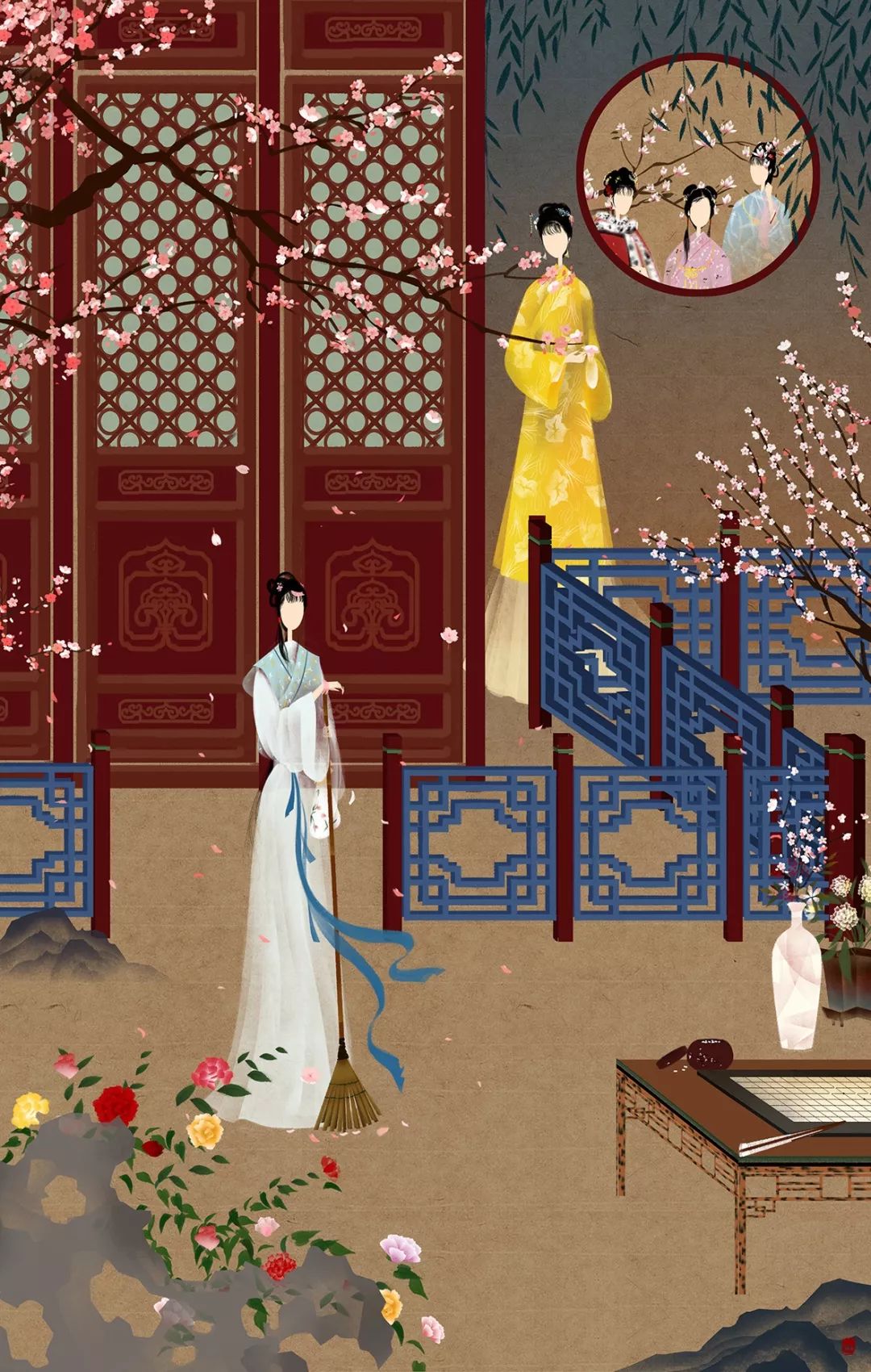 超美古风90后美女插画师专画身高2米没脸小人儿吸引百万粉丝