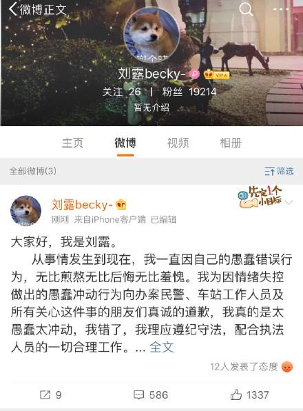 公众人物大闹火车站抓进警局后刘露我5000元鞋承担不了我的脚