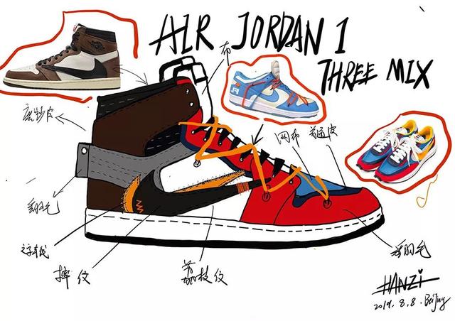 sacaiow反钩三合一这双aj1简直太帅了