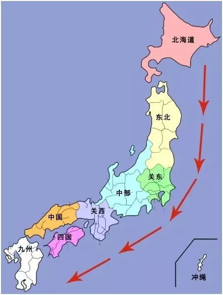 九州岛:10月下旬至11月下旬关西,东海北陆:10月下旬至12月上旬关东