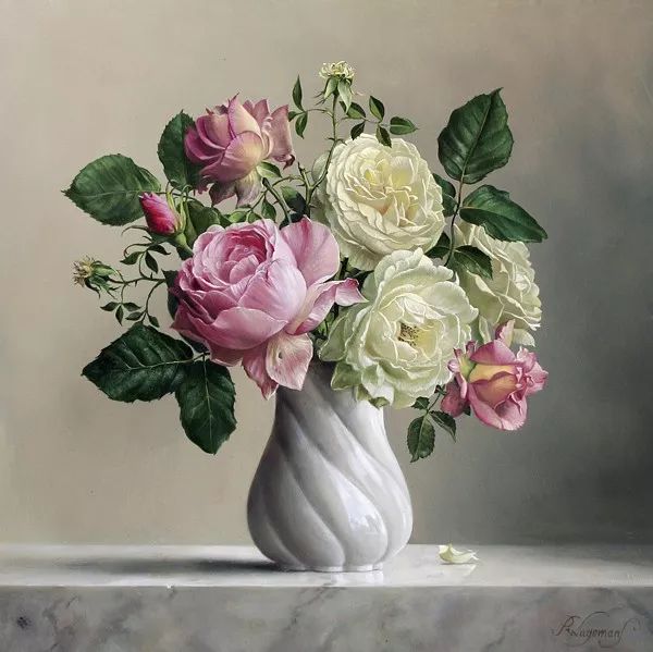 超写实油画花卉 比利时pieter wagemans作品