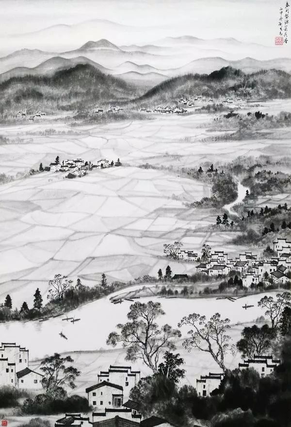 国画中的田园:白水明田外,碧峰出山后