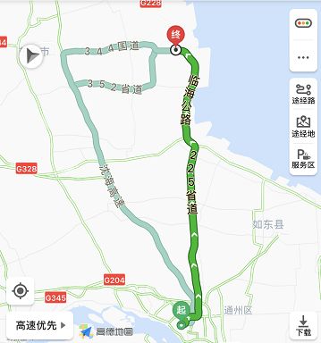 東臺黃海國家森林公園景區→花林路→開至g228臨海公路向北直行約