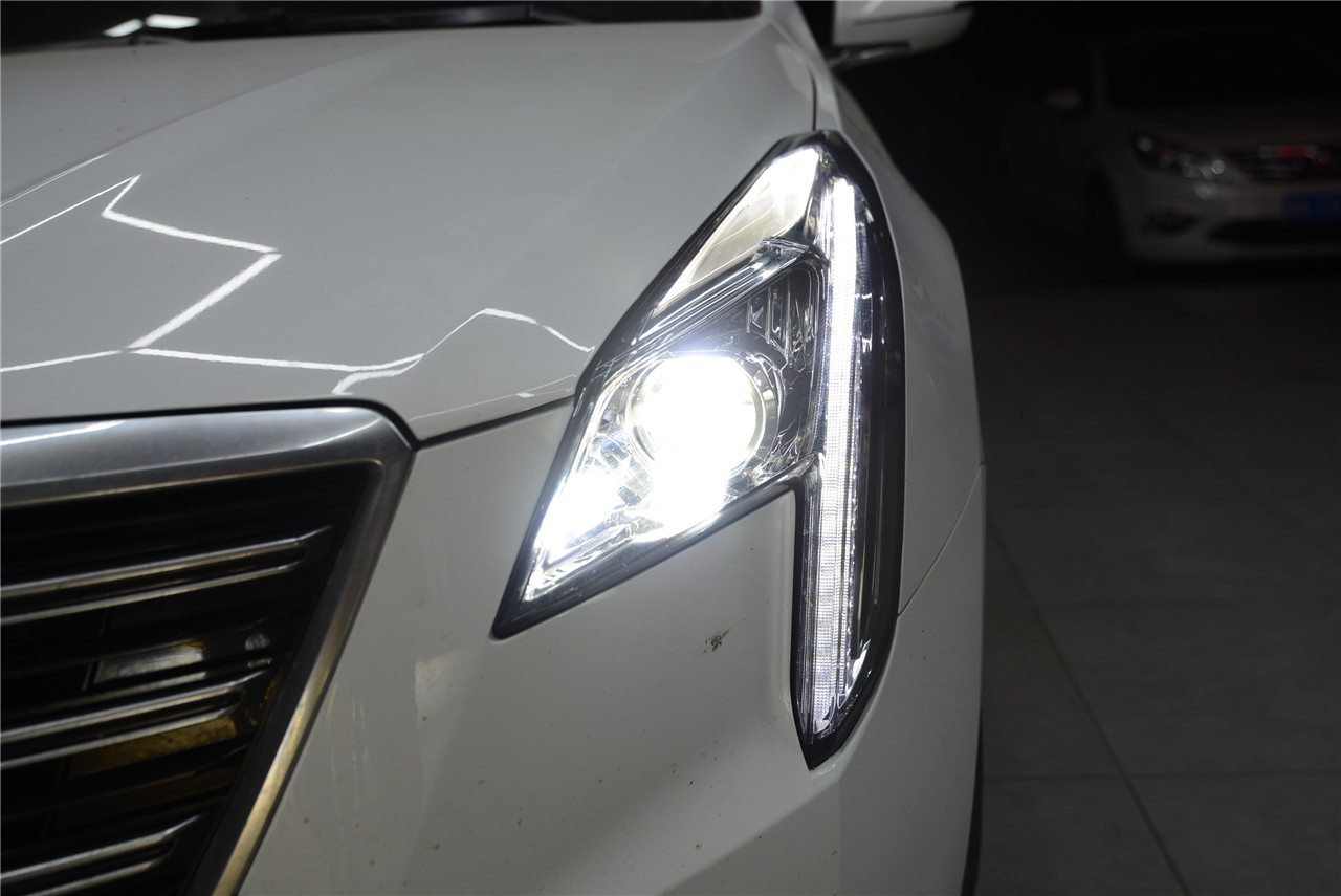 新款凯迪拉克xts原车led大灯不亮重新改装双光透镜led大灯