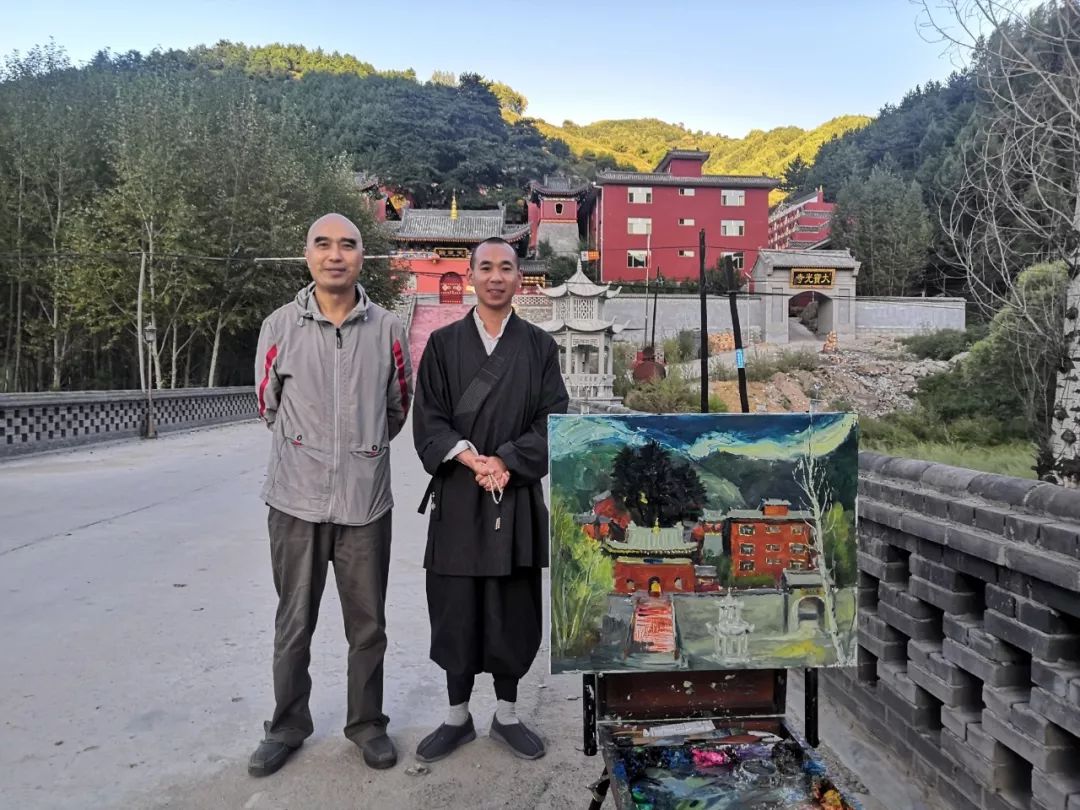 五台山的早晨 60cmx80cm(已被收藏)写生五台山的早晨五台圣山佑人家