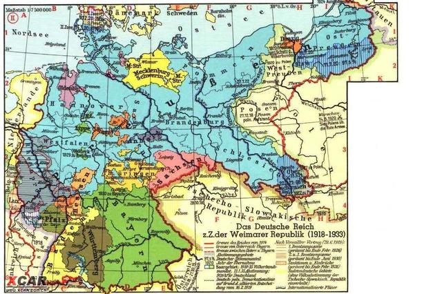 魏玛共和国建立后,普鲁士成为魏玛共和国的普鲁士自由邦,其疆域与之