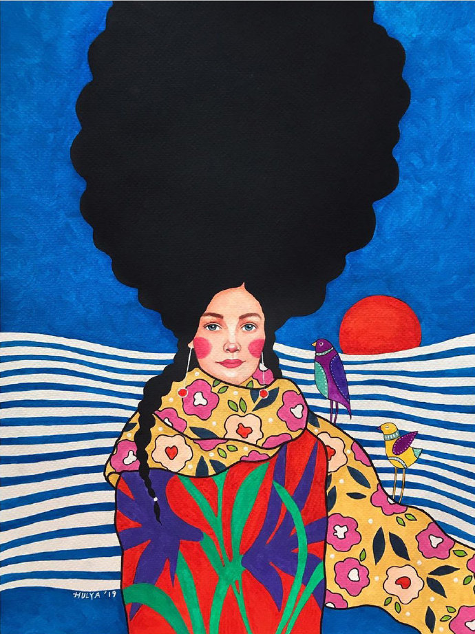 土耳其画师 hülya zdemir 的人物插画,色彩艳丽感觉很有民族特色