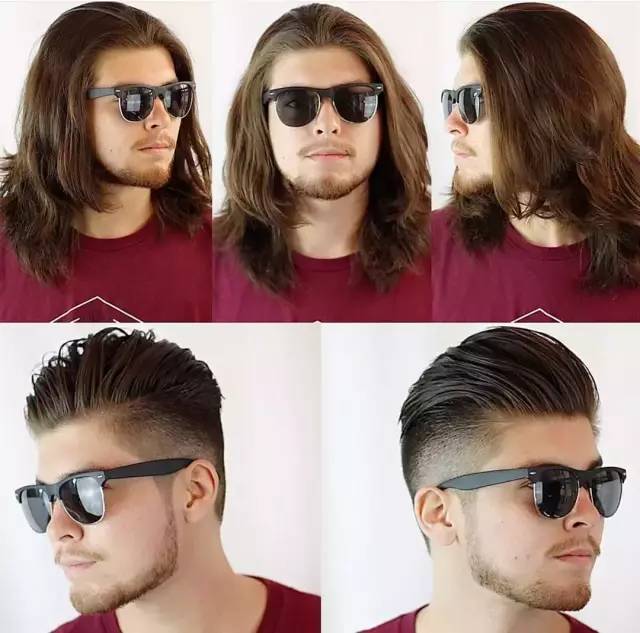 ▼颜值有一半都归功于发型男人们发型改造前后对比你与男神的距离只差