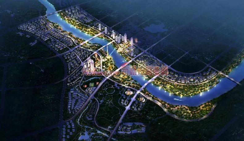 蓉江新区效果图在规划形成的"一张蓝图"导引下,该区采用"边塑景边建城