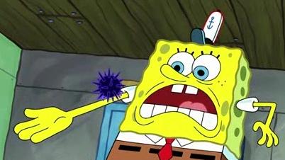 海绵宝宝骷髅头拿到手上都不怕却害怕海胆