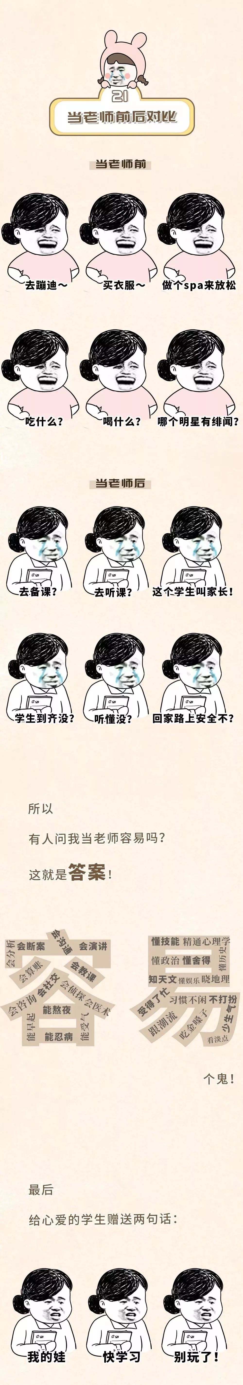 当老师前后对比照曝光哈哈哈哈太惨了笑着笑着就流泪了