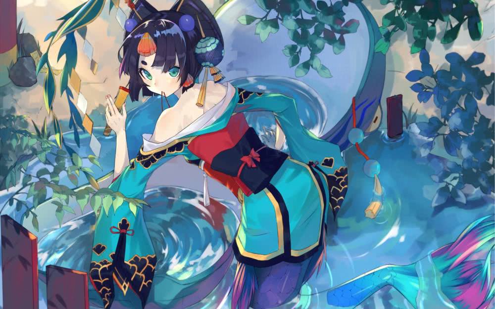 阴阳师古风壁纸分享:小姐姐长着鱼尾巴