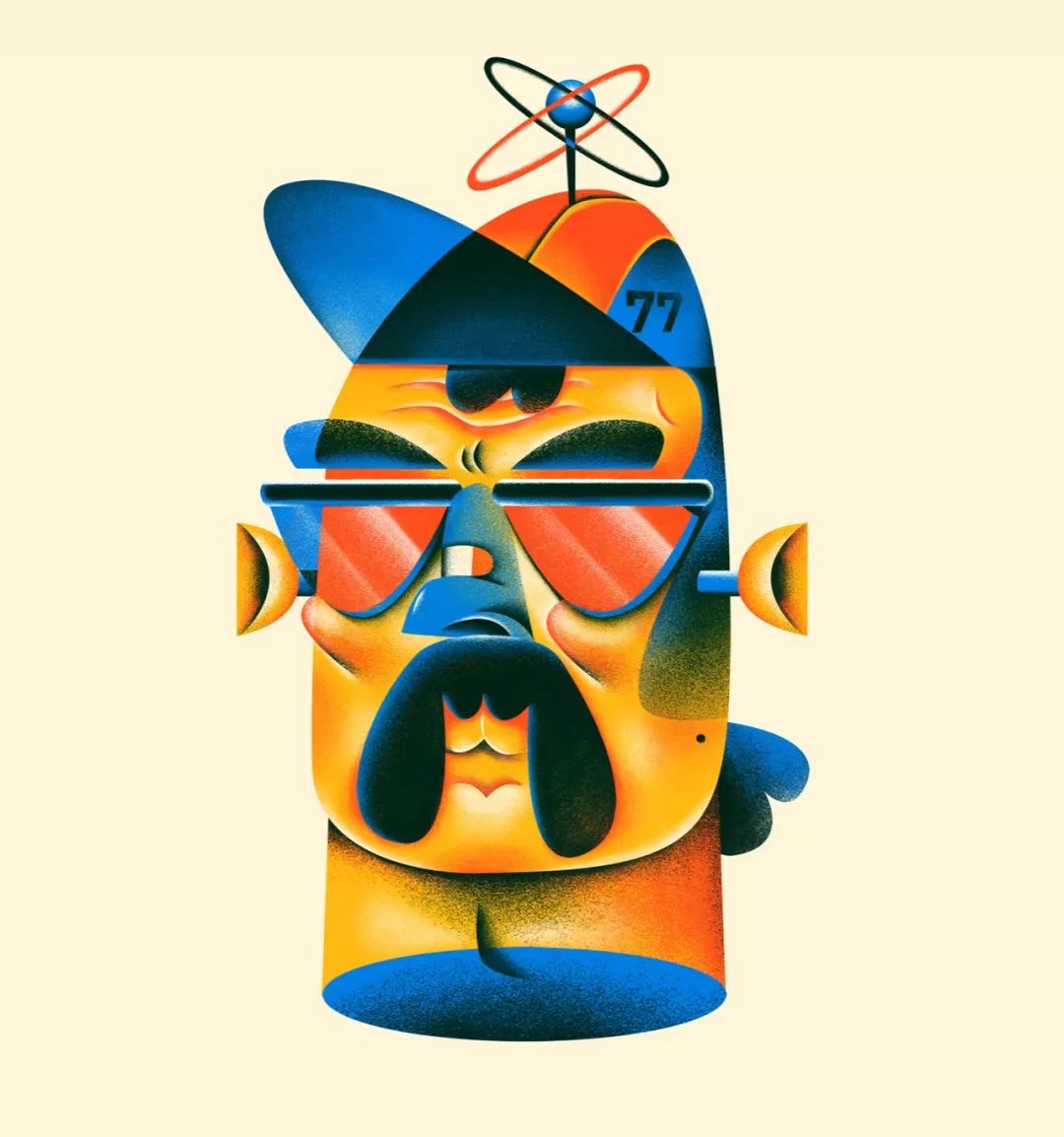 设计学堂块面分明的人物插画躁点肌理风