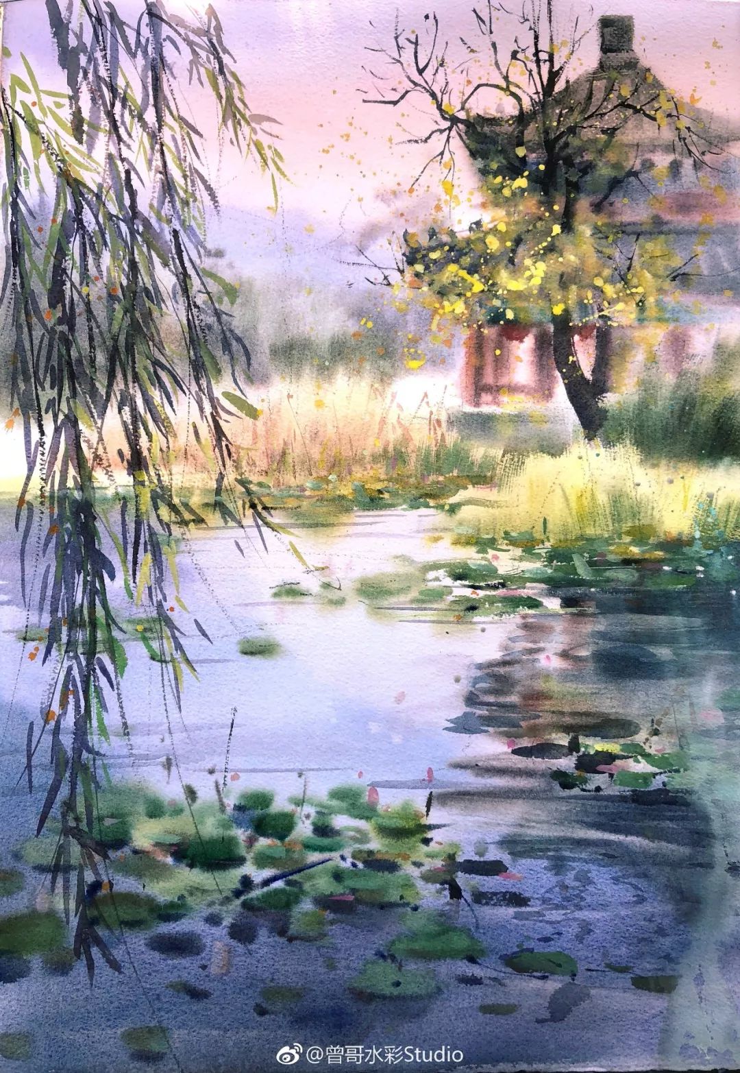 他独创水墨意境水彩5年8000张作品画出最美人间仙境引起轰动