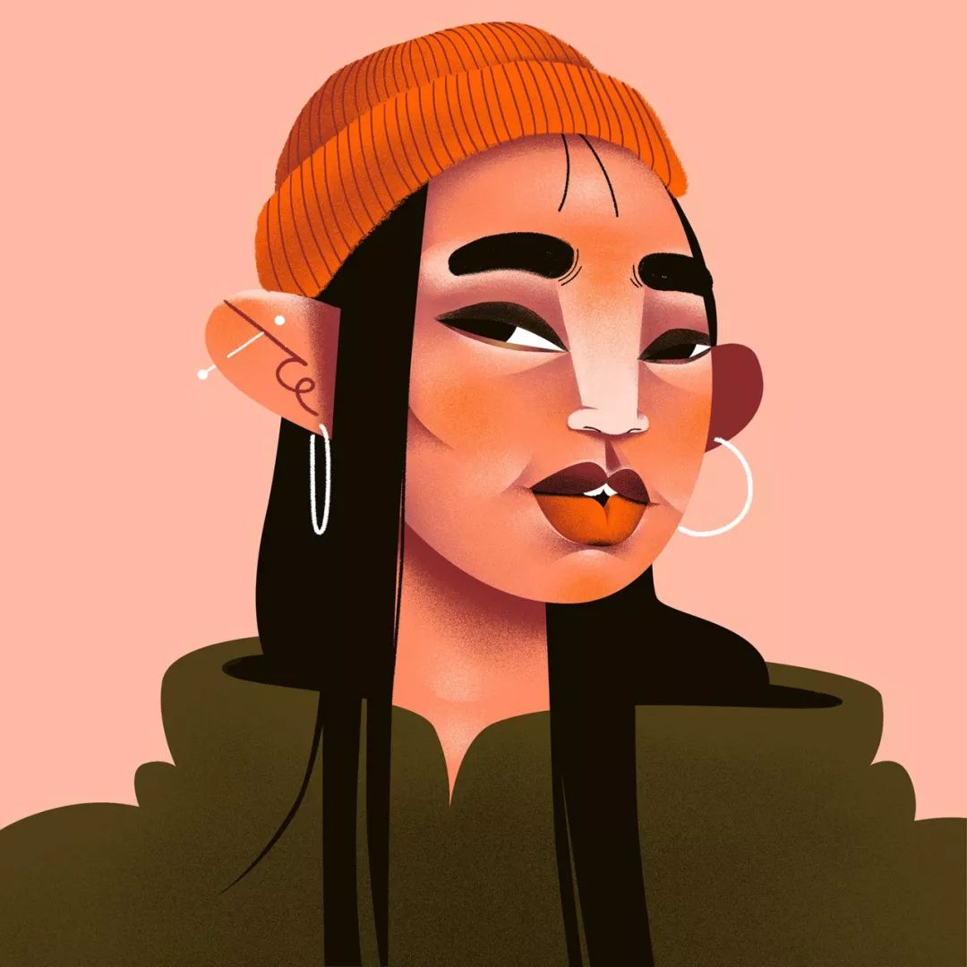 设计学堂块面分明的人物插画躁点肌理风