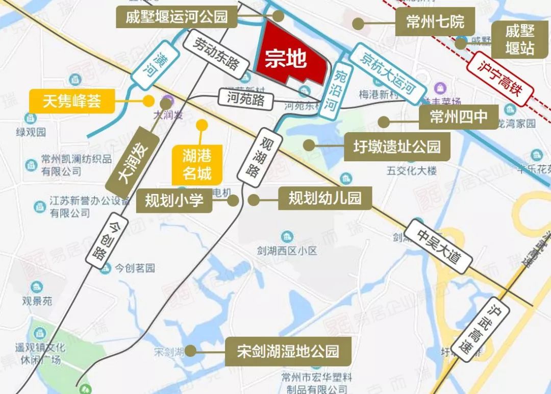宗地周边配套图劳动东路北侧地块位于经开区戚墅堰板块的丁堰街道