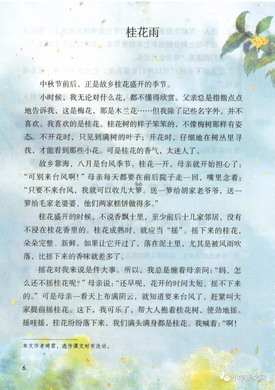 五年级上册语文第3课《桂花雨》知识点 图文解读