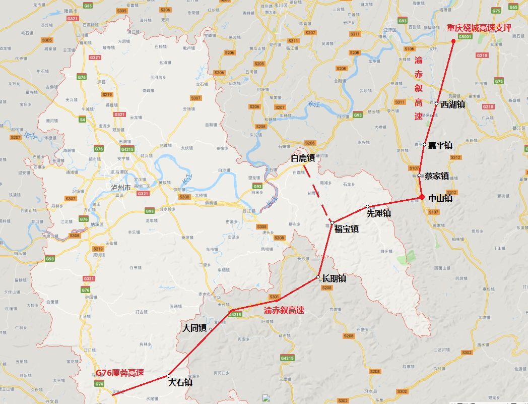 经赤水至叙永高速公路以江津区支坪为起点,途经江津区西湖镇,嘉平镇