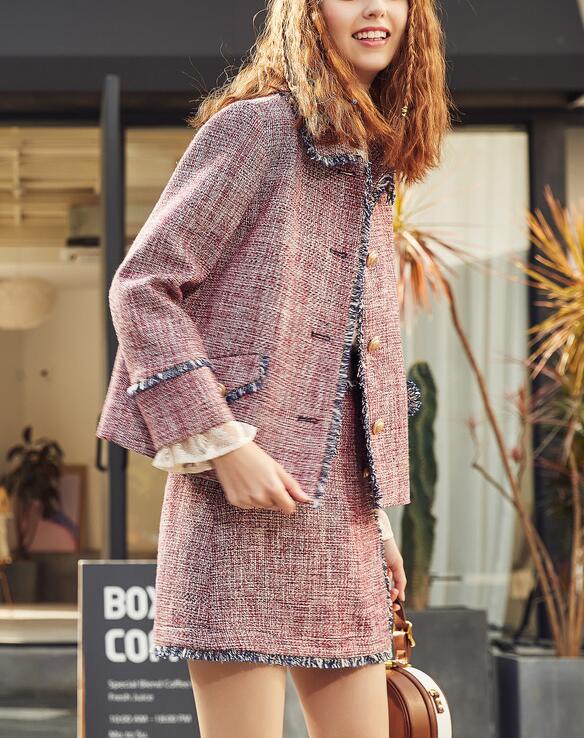 戈蔓婷女装小香风外套怎么搭配好看调皮又时尚穿搭方法