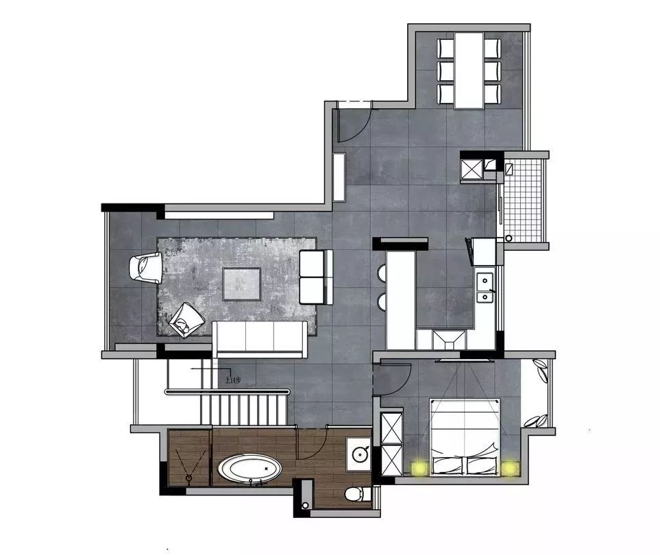 原始戶型為一個普通的兩室一廳原始戶型圖戶型圖為了解決層高問題