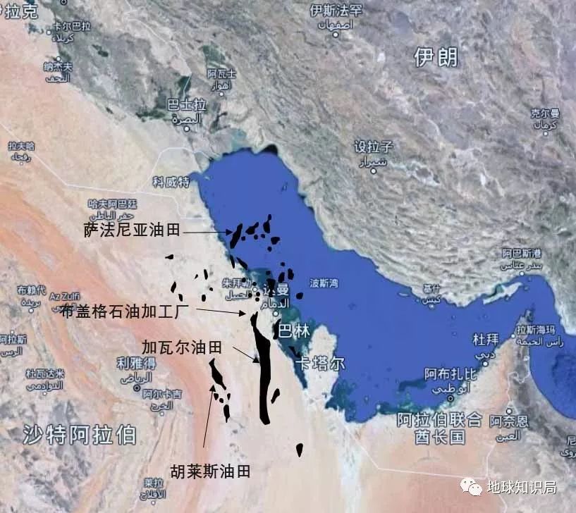 map)▼布盖格石油加工厂与胡莱斯油田本次遭受袭击是位于沙特东部的布
