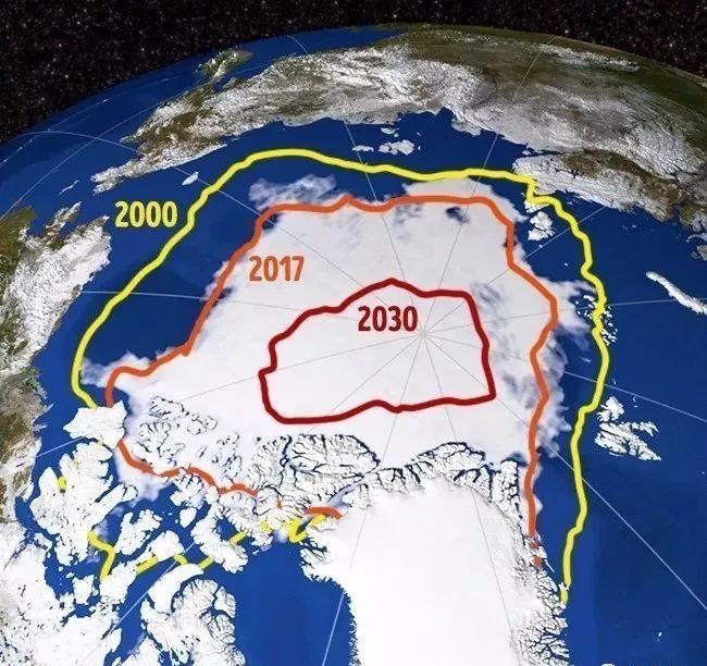 到2030年,北极冰盖面积将非常小.